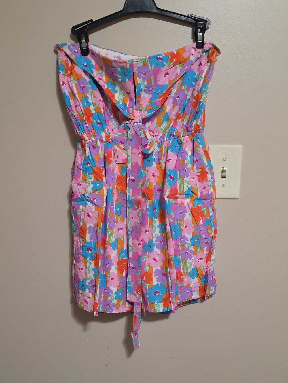 Floral Strapless Romper in Pink